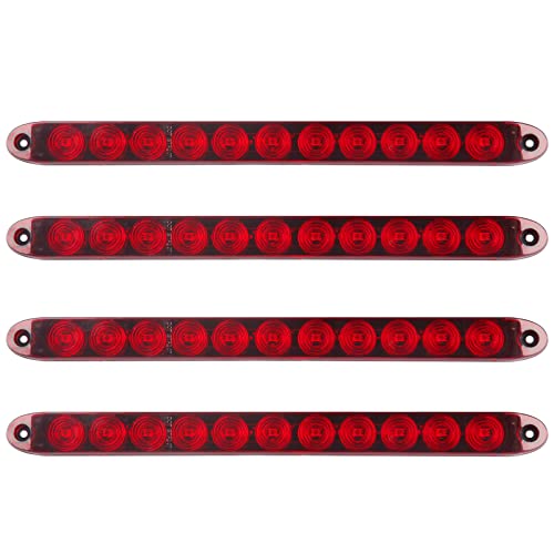 Konrali 4Pcs 16 Inch Red 11 LED Trailer Tail Lights Bar Sealed Trailer Truck Car Stop Turn Tail Third 3rd Center Stop Brake Lights Bar Trailer Left Right Turn Signal Lights Bar IP67 Submersible - Image 1