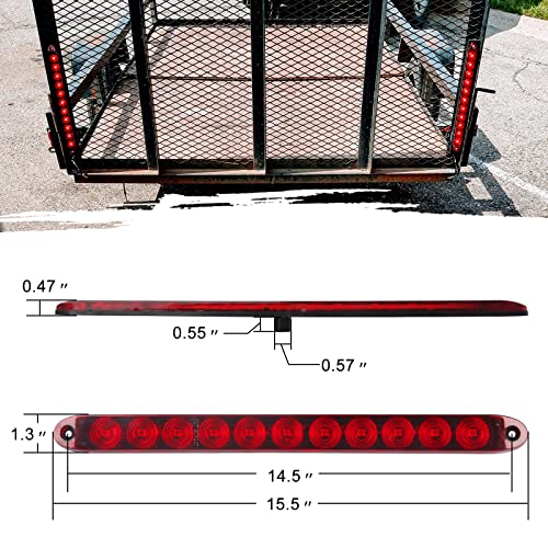 Konrali 4Pcs 16 Inch Red 11 LED Trailer Tail Lights Bar Sealed Trailer Truck Car Stop Turn Tail Third 3rd Center Stop Brake Lights Bar Trailer Left Right Turn Signal Lights Bar IP67 Submersible - Image 2
