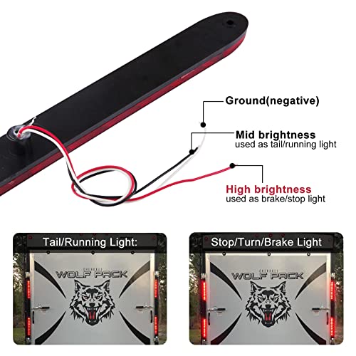 Konrali 4Pcs 16 Inch Red 11 LED Trailer Tail Lights Bar Sealed Trailer Truck Car Stop Turn Tail Third 3rd Center Stop Brake Lights Bar Trailer Left Right Turn Signal Lights Bar IP67 Submersible - Image 4