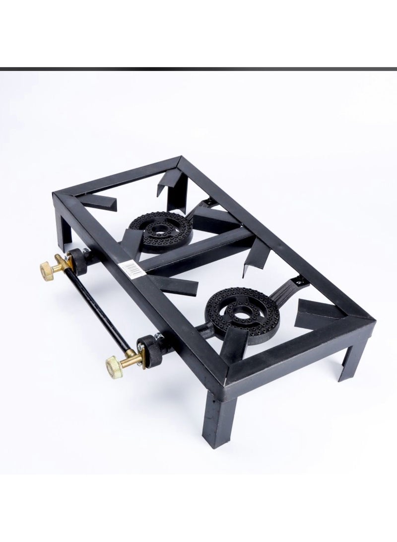 Double Burner Countertop Gas Stove Black 