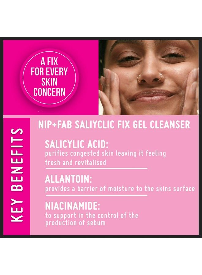 NIP+FAB Nip + Fab منظف الوجه الساليسيليك فيكس مع النياسيناميد والألانتوين المرطب للوجه، غسول الوجه المنظف الساليسيليك ومضادات الأكسدة 4.9 أونصة سائلة - Image 4