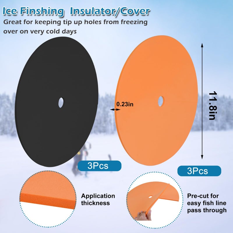 Waybas 6 Pack Ice Fishing Hole Covers, 12 Inch Ice Fishing Hole Insulator Ice Hole Covers Lid Ice Fish Tip Ups Ice Fishing Equipment Winter Fishing Accessories for Fish Houses - Image 2