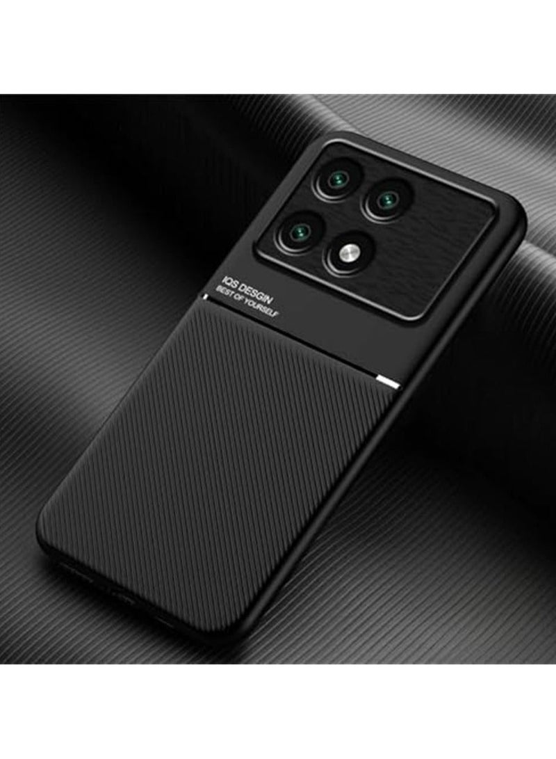 Arabest Case Compatible with Xiaomi Poco X6 Pro 5G, Luxury PU Leather Silicone Anti-slip Anti-fingerprint [Support Magnetic Car Holder] Phone Protective Cover for Mi Poco X6 Pro (Black) - Image 1
