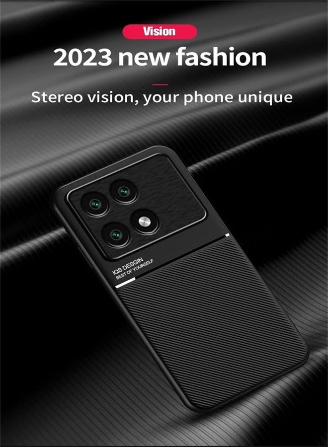 Arabest Case Compatible with Xiaomi Poco X6 Pro 5G, Luxury PU Leather Silicone Anti-slip Anti-fingerprint [Support Magnetic Car Holder] Phone Protective Cover for Mi Poco X6 Pro (Black) - Image 3