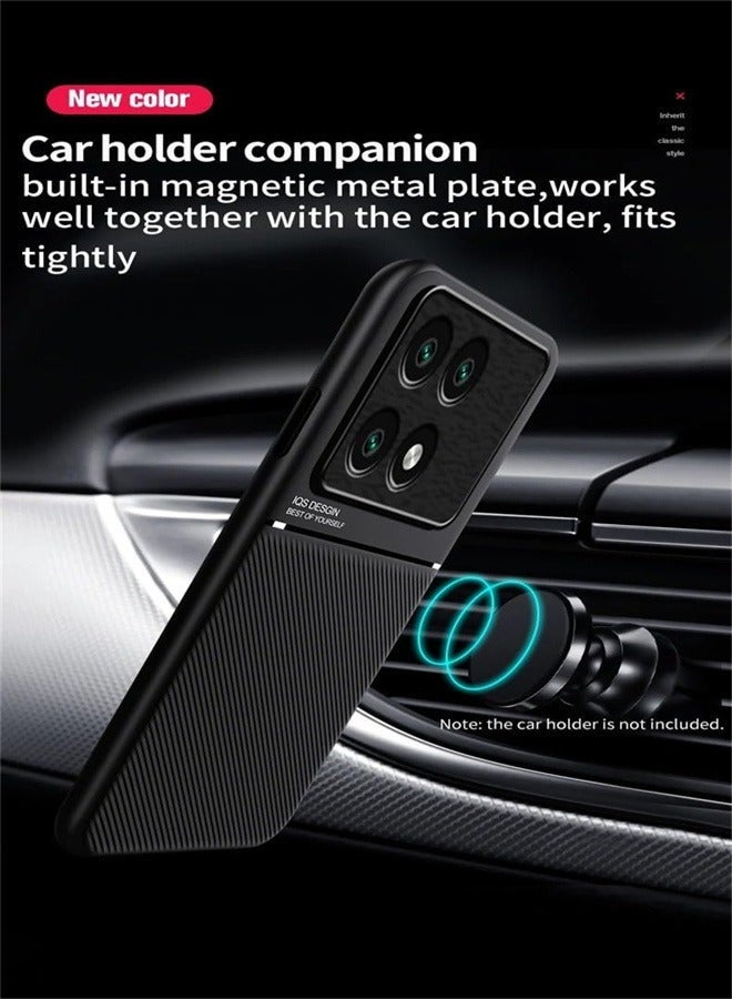 Arabest Case Compatible with Xiaomi Poco X6 Pro 5G, Luxury PU Leather Silicone Anti-slip Anti-fingerprint [Support Magnetic Car Holder] Phone Protective Cover for Mi Poco X6 Pro (Black) - Image 2