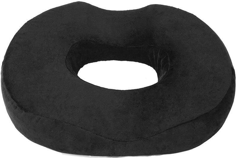Lexia Donut Pillow Seat Cushion Orthopedic Design Tailbone  Coccyx Memory Foam Pillow  Relieve Pain and Pressure for Hemorrhoid Pregnancy Post Natal Surgery Sciatica Black 