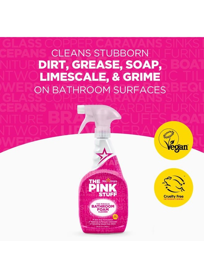 Stardrops The Pink Stuff Bathroom Cleaning Kit – Cleaning Paste, Bathroom Foam Spray, Toilet Foaming Powder, SQeeZY Sponge & 3 Microfiber Cloths – Tough on Stains, Grease & Soap Scum - Image 3