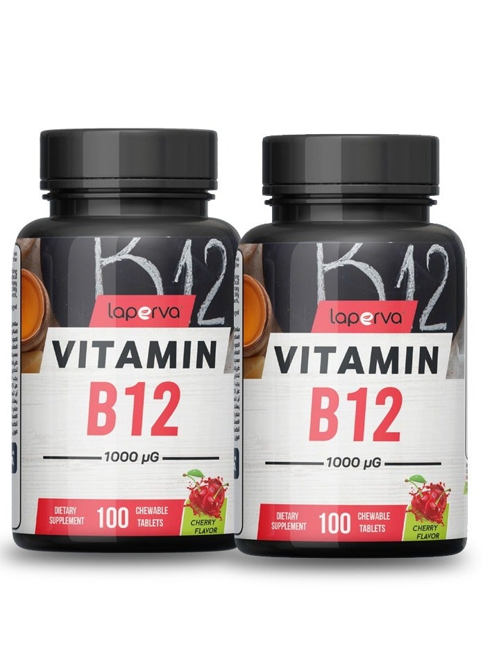 Laperva Vitamin B12 1000 mcg Cherry Flavour 100 Chewable Tablets Pack of 2