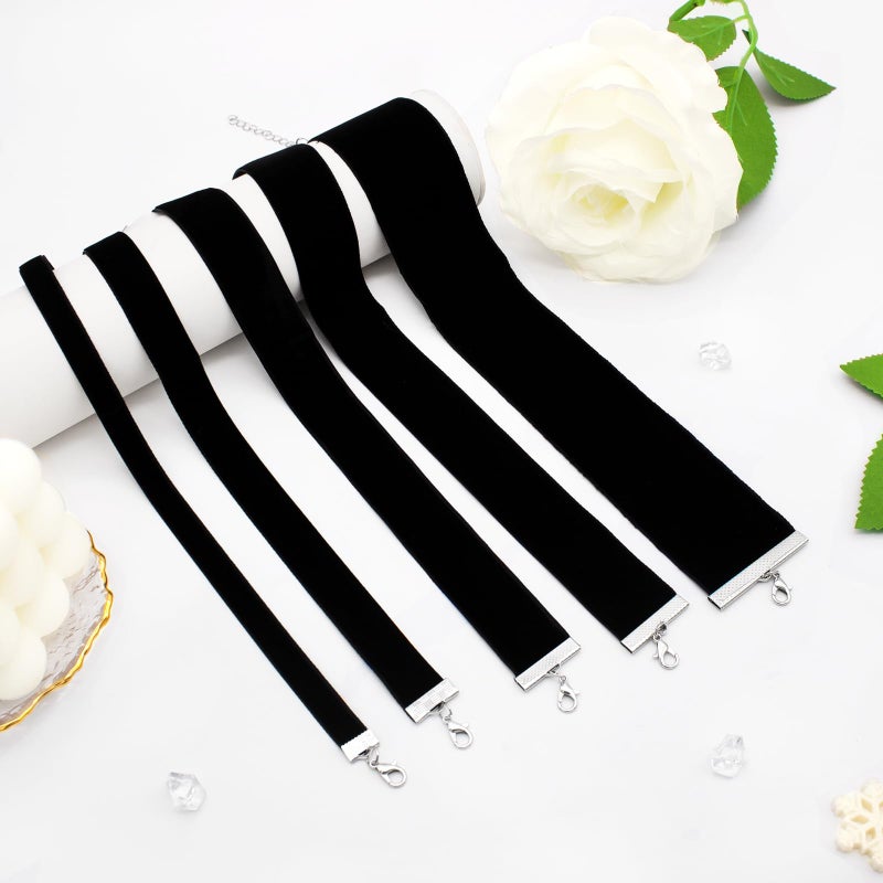yfstyle 4pcs Black Choker Necklaces for Woman Adjustable Layered Black Velvet Choker Collar Simple Gothic Velvet Chokers for Cosplay Birthday Halloween Jewelry Gifts-4Pcs - Image 5