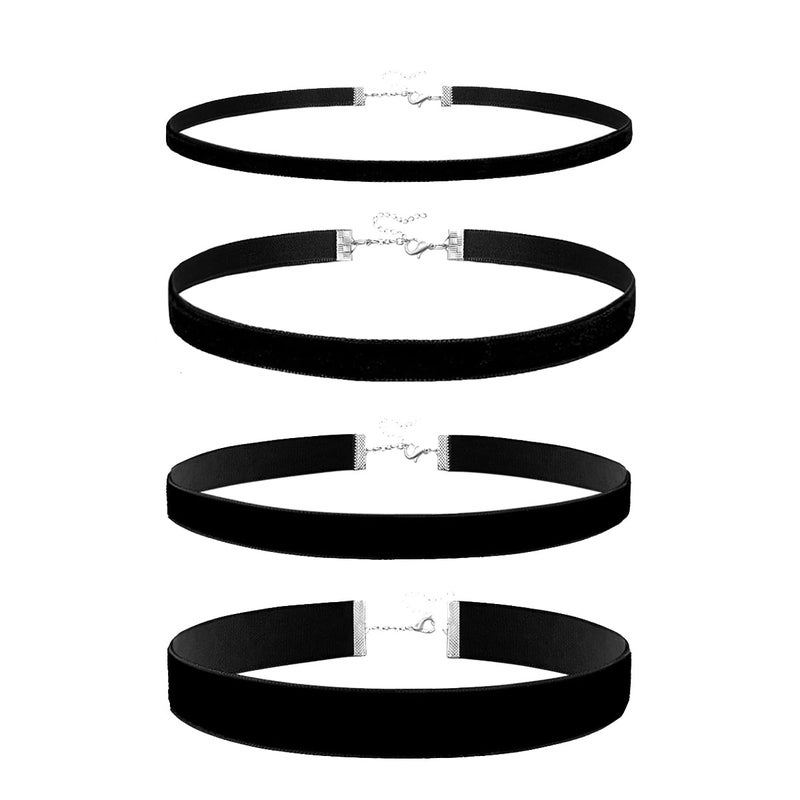yfstyle 4pcs Black Choker Necklaces for Woman Adjustable Layered Black Velvet Choker Collar Simple Gothic Velvet Chokers for Cosplay Birthday Halloween Jewelry Gifts-4Pcs - Image 1