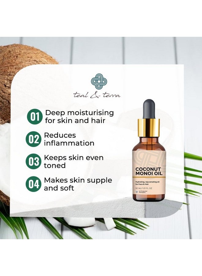 Teal & Terra Organic Coconut Monoi Oil (30ml) | 100% Natural Hair & Skin Nourishment | Even-Toned Skin & Moisturizing | Multi-Use Chemical-Free Formula - Image 2
