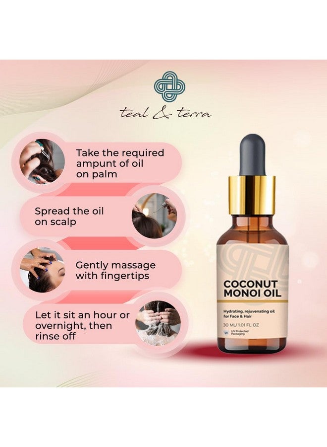 Teal & Terra Organic Coconut Monoi Oil (30ml) | 100% Natural Hair & Skin Nourishment | Even-Toned Skin & Moisturizing | Multi-Use Chemical-Free Formula - Image 3
