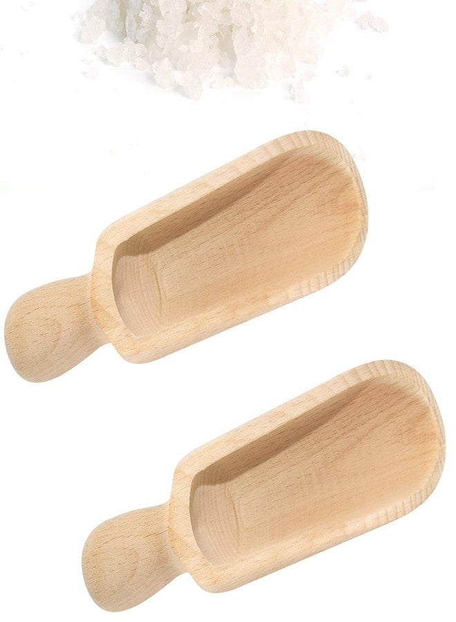 Rimoev 2 Pcs Wooden Spoons, 5.5 In Natural Beech Wood Bath Salt Scoop, Spice Spoons, Multipurpose Spoon Set for Coffee Spoons, Sugar Scrubs, Spices, Bath Salts, Cooking - Image 1