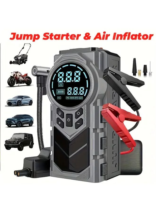Portable Multifunctional Inflator And 5000A Car Battery Starter With Air Compressor - Image 2