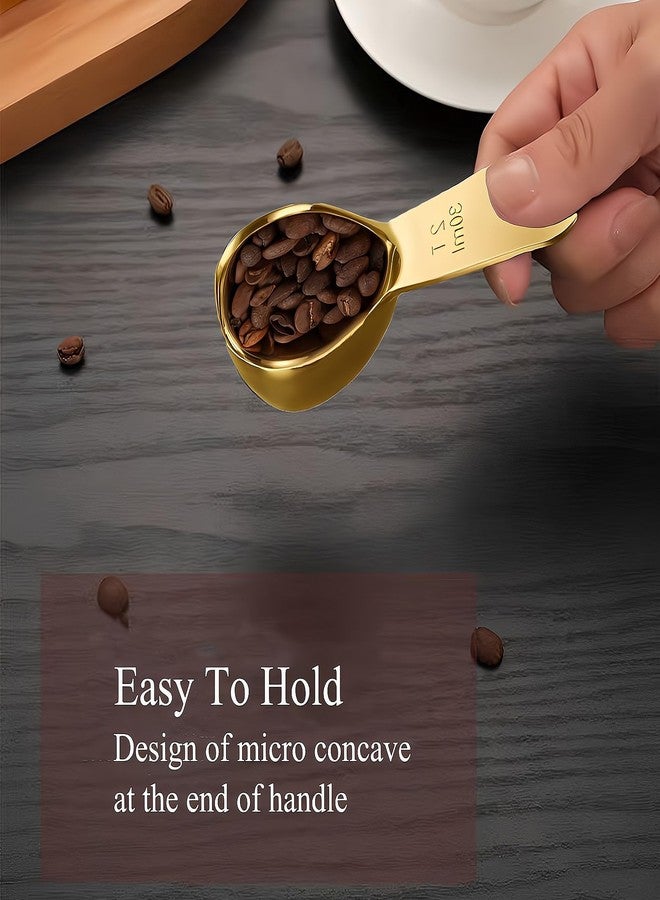 ITXIYC Coffee Scoop 18/8 Stainless Steel Measuring Coffee Scoop 2 Tablespoon Reusable Measure Spoon Good Size For Coffee Canister Easy To Storage(Golden 1 Set) - Image 4