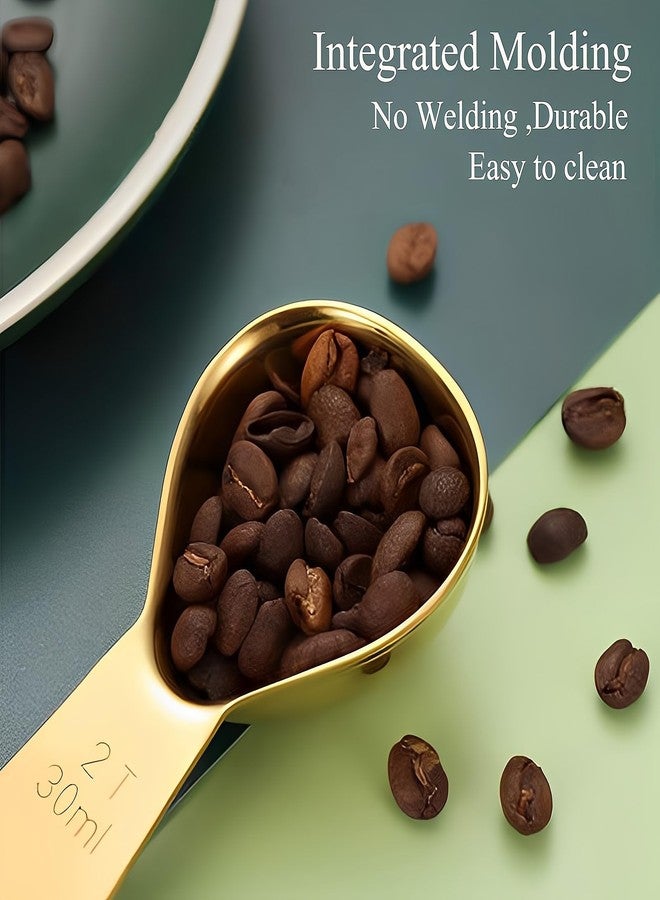 ITXIYC Coffee Scoop 18/8 Stainless Steel Measuring Coffee Scoop 2 Tablespoon Reusable Measure Spoon Good Size For Coffee Canister Easy To Storage(Golden 1 Set) - Image 2