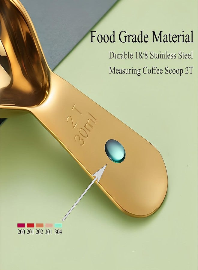 ITXIYC Coffee Scoop 18/8 Stainless Steel Measuring Coffee Scoop 2 Tablespoon Reusable Measure Spoon Good Size For Coffee Canister Easy To Storage(Golden 1 Set) - Image 3