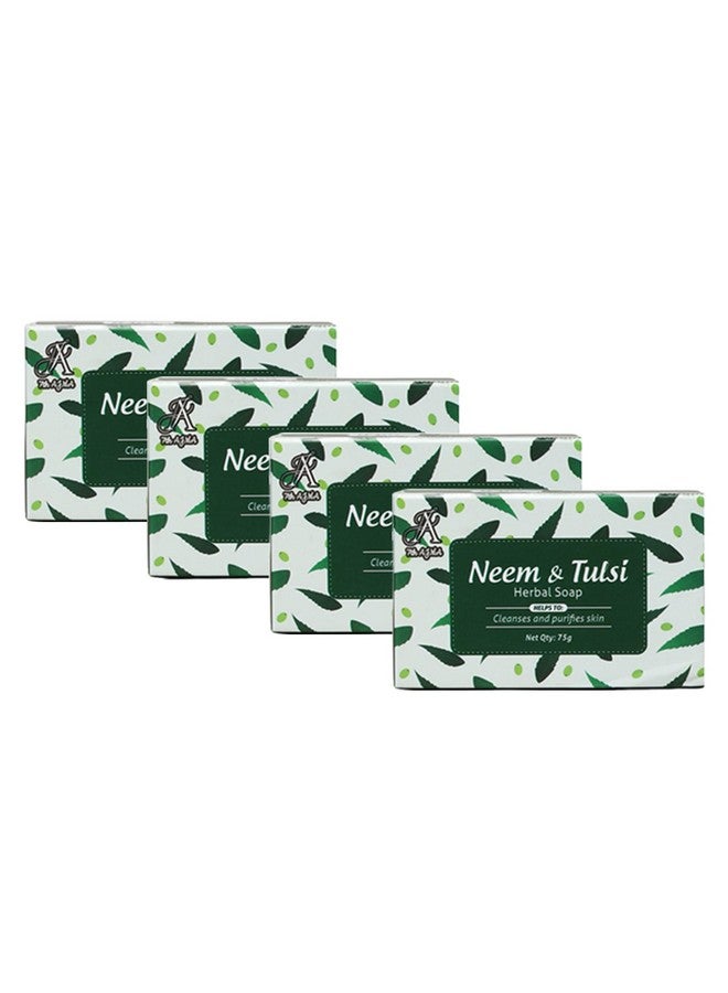 7TH AJMA Neem & Tulsi Handmade Soap - Natural Herbal Purifying Soap for Clear, Healthy Skin, 75g (Pack of 4) - Image 1