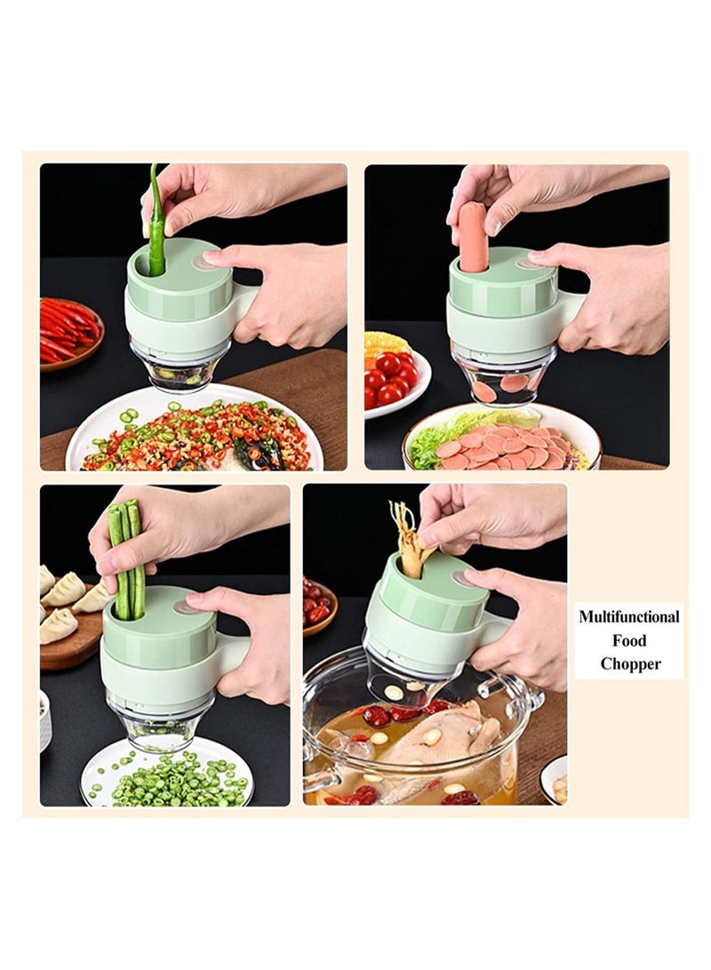 ELTRAZONE 4 in 1 Handheld Electric Vegetable Cutter Set, Portable Mini Wireless Food Processor with Brush, Gatling Vegetable Cutter Electric Garlic Chopper for Garlic Pepper Chili Onion Celery Ginger Meat  - Image 5