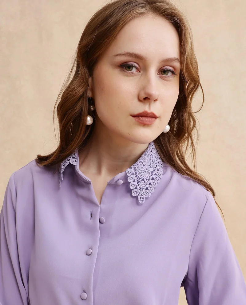 Rareism Women's Cuffed Sleeve Lain Shirt