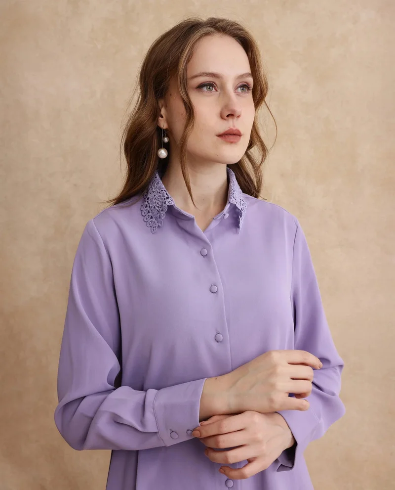 Rareism Women's Cuffed Sleeve Lain Shirt