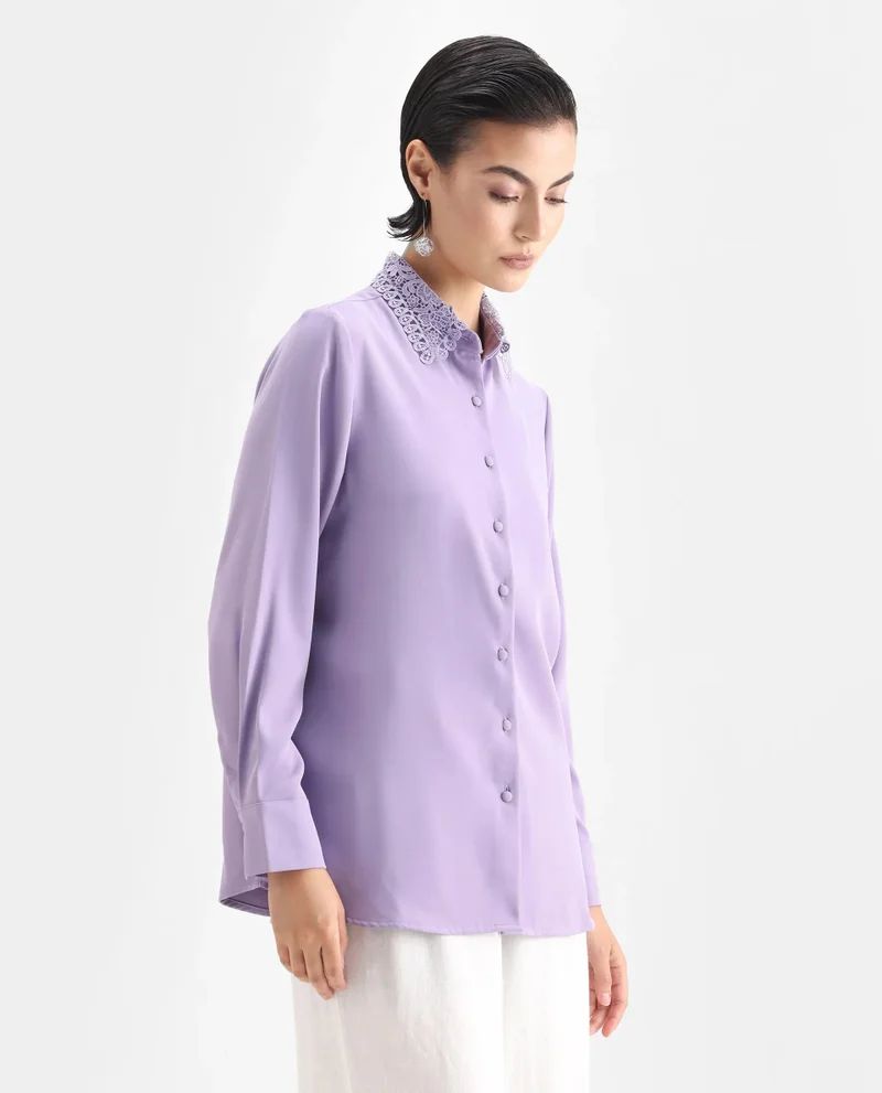 Rareism Women's Cuffed Sleeve Lain Shirt