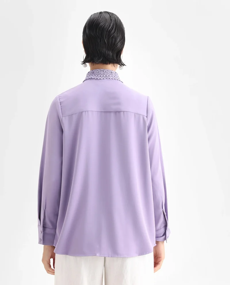 Rareism Women's Cuffed Sleeve Lain Shirt