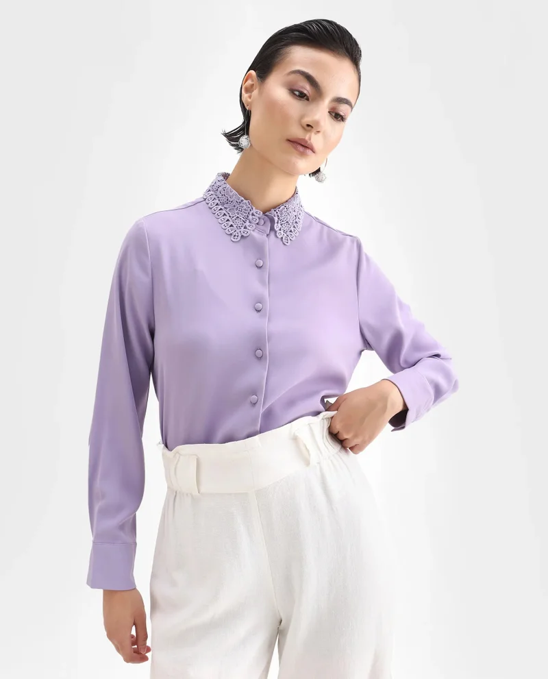 Rareism Women's Cuffed Sleeve Lain Shirt