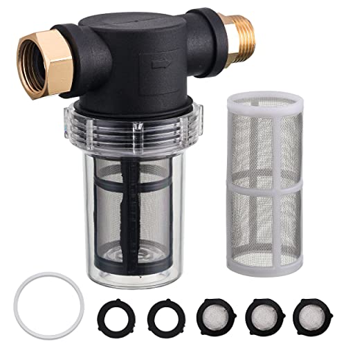 JOEJET Garden Hose Filter, Sediment Filter Attachment for Pressure Washer Inlet Water, Inline Water Filter for Garden Hose with 40 Mesh and 100 Mesh Screen, 2 Pack O-Ring - Image 1