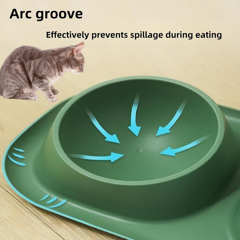 JDLYEVER Space saving Cat Food Bowls - Stainless Steel Double Cat and Dog Bowls - Separate Cleaning - Non-Slip Rubber Base - Spill-Proof Barrier for Waste Reduction - 15° Tilt for Neck Protection - 40x23x8cm Repeated use friendly design - Image 4