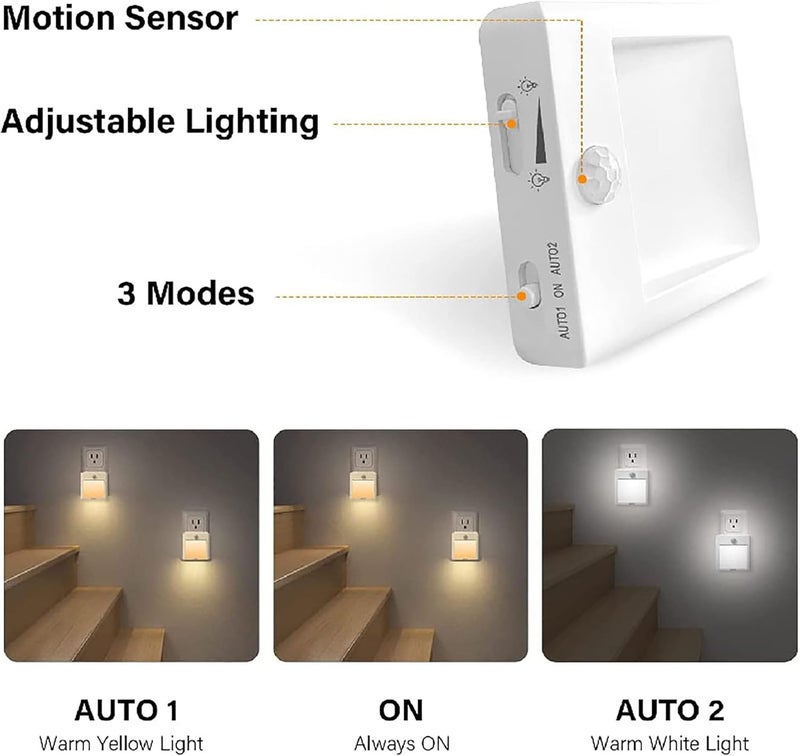 GoodTool 0.5W Dimmable Plug-in Night Light with Motion Sensor and Dual White Tone - Image 2