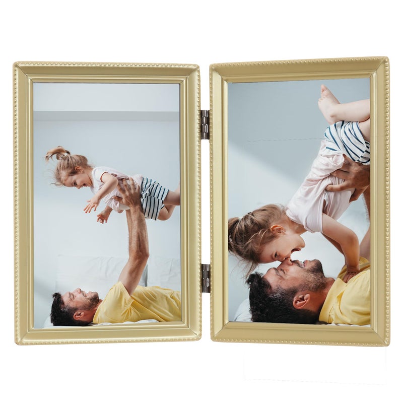 Lawrence Frames Bead Border Design 4x6 Double Satin Gold