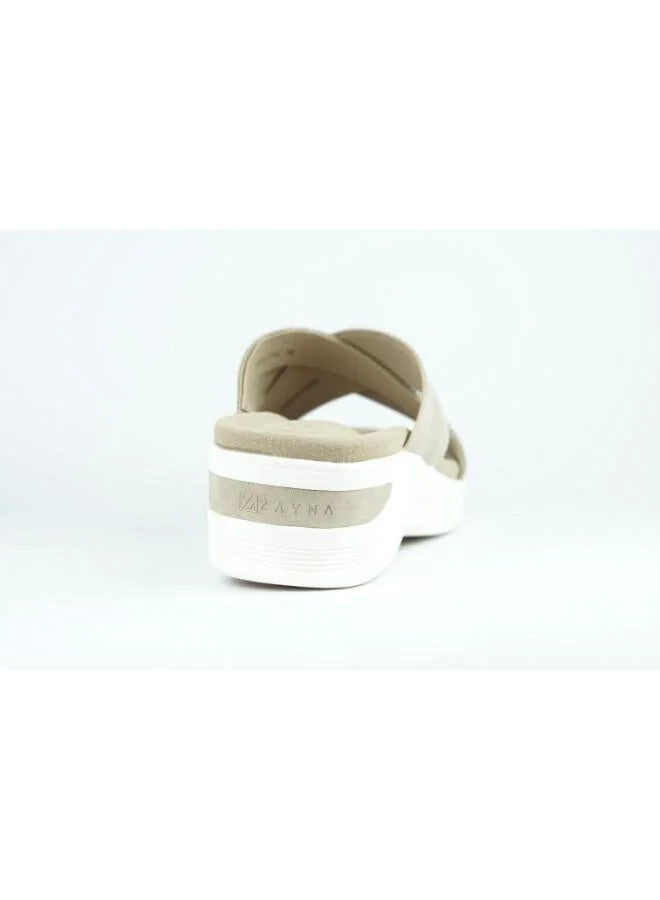 Zayna Beige 221-351 Zayna Women's Cross-Strap Wedge Slide 24ABT54E Beige for Women | Best Price UAE