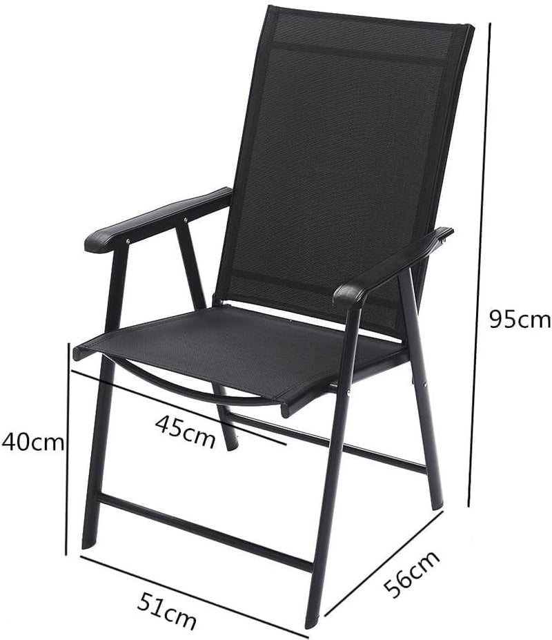 Harmony Home كراسي باتيو هارموني هوم، كرسي باتيو قابل للطي مع مساند ذراعين وقماش مقعد قابل للتنفس، كرسي طعام خارجي للباتيو، جانب المسبح، الفناء الخلفي | إطار فولاذي مع طلاء مسحوق (حديث، أسود) - Image 2