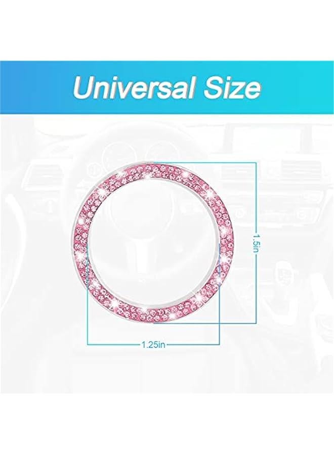 Car Bling Crystal Rhinestone Engine Start Ring Decals, 2 Pack Car Push Start on Cover/Sticker, Key Ignition Knob Bling Ring, Sparkling Car Interior Accessories for Wen (Pink1) - Image 2