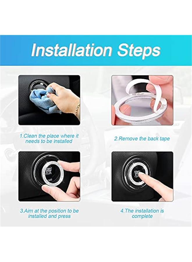 Car Bling Crystal Rhinestone Engine Start Ring Decals, 2 Pack Car Push Start on Cover/Sticker, Key Ignition Knob Bling Ring, Sparkling Car Interior Accessories for Wen (Pink1) - Image 4