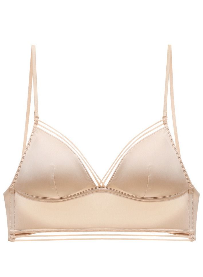 Loquat Comfy Solid Color Triangle Thin Cup Bra Beige 