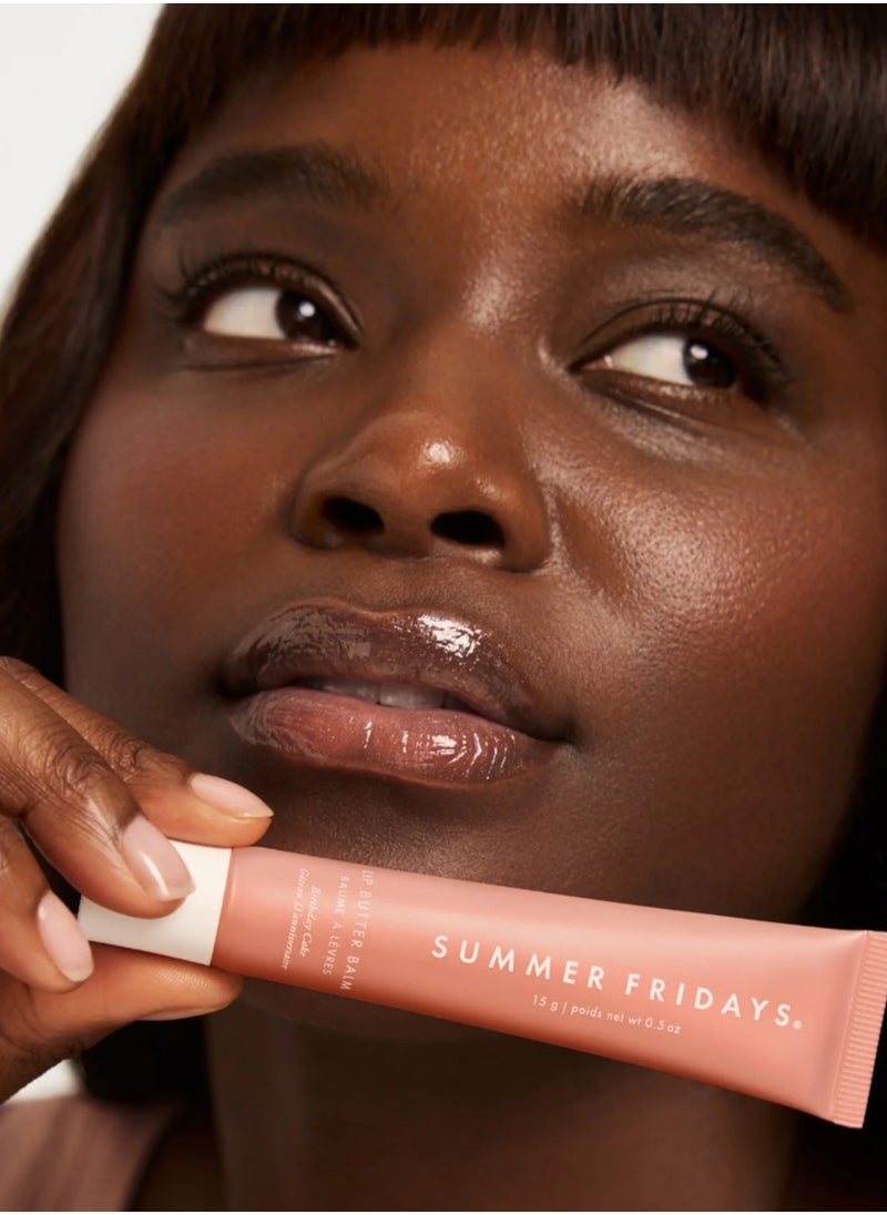 SUMMER FRIDAYS - Summer Fridays Lip Butter Balm - Conditioning Lip Mask and Lip Balm for Instant Moisture, Shine and Hydration - Sheer-Tinted, Soothing Lip Care - Birthday Cake (.5 Oz) - Image 1