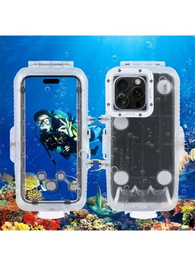 PULUZ For iPhone 16 Pro Max PULUZ 40m/130ft Waterproof Diving Case Photo Video Taking Underwater Housing Cover (Transparent) - Image 1