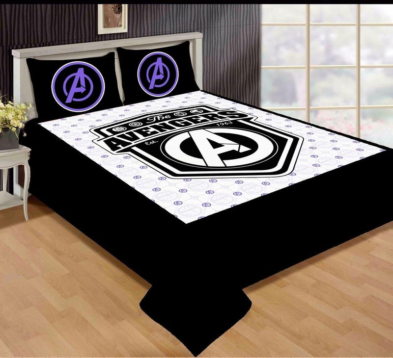 YETLI Velvet Digital Print Kids Favourite Character 1 Double Bedsheet with 2 Pillow Cover - AV White - Image 1