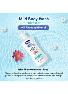Chicco Baby Moments Mild Body Wash - Refresh, 200Ml | With Lotus & Meadowsweet|No Tears Formula With Natural Ingredients For Moisturized Skin|Phenoxyethanol, Parabens & Lauryl Sulphates Free  - Image 4