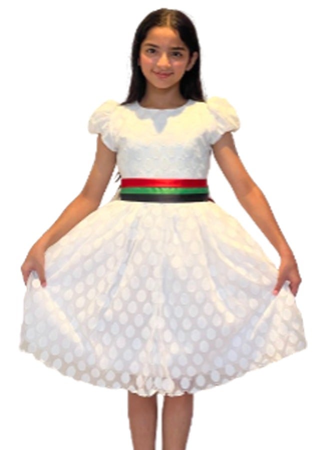 Lamora White Dot Tule Traditional UAE National Day Emirates Flag Cloth Dress  - Image 1
