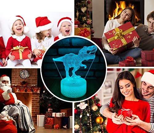i-CHONY Dinosaur Toy T-Rex 3D Night Light for Kids - 16 Color Dimmable LED Light with Remote & Smart Touch & USB Cable - Gift for Adults, Teens, Boys, Girls Birthday - Image 5