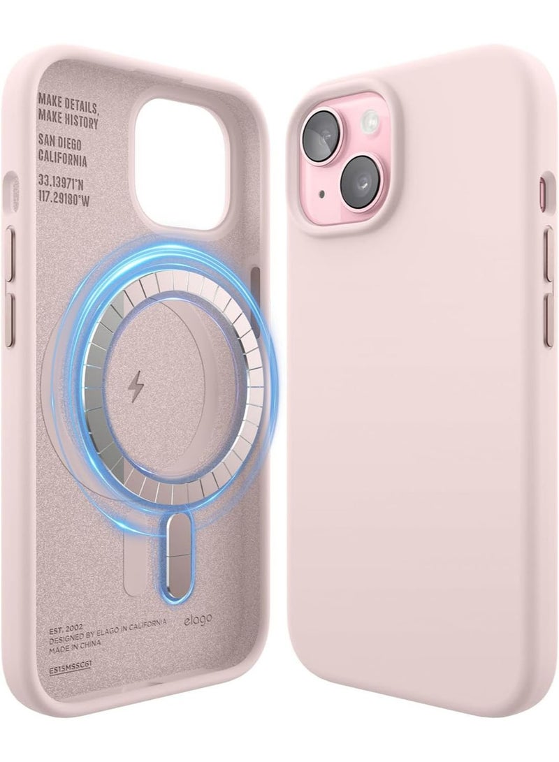 Elago Magnetic Liquid Silicone for  iPhone 15 Case Cover with MagSafe Shockproof - Lovely Pink - Image 1