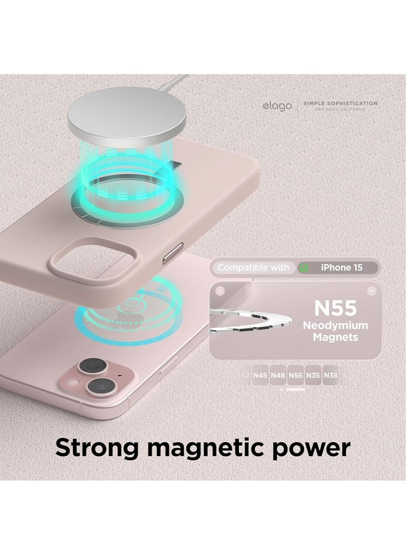Elago Magnetic Liquid Silicone for  iPhone 15 Case Cover with MagSafe Shockproof - Lovely Pink - Image 2