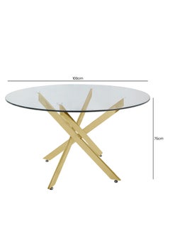 VANITY LIVING VANITY LIVING Davos Gold Round 2-Seater Dining Table Set – Compact Table with Milan Cream Upholstered Chairs  - Image 3