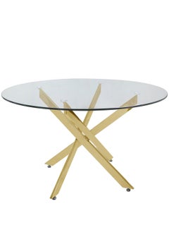VANITY LIVING VANITY LIVING Davos Gold Round 2-Seater Dining Table Set – Compact Table with Milan Cream Upholstered Chairs  - Image 5