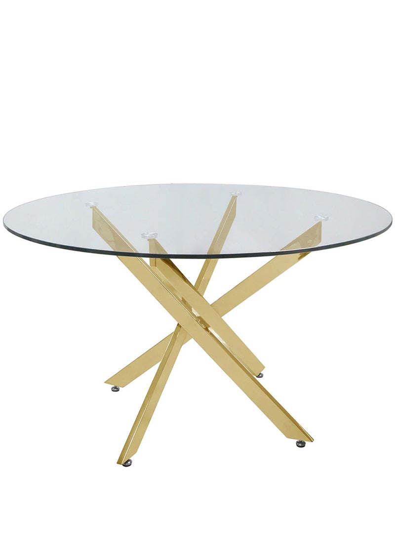VANITY LIVING VANITY LIVING Davos Gold Round 2-Seater Dining Table Set – Compact Table with Milan Cream Upholstered Chairs  - Image 5