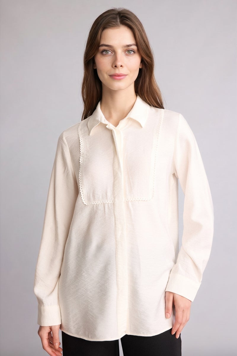 DeFacto Beige Woman Regular Fit Long Sleeve Tunic Casual - Image 3