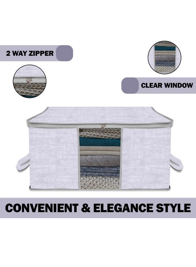 Kuber Industries Underbed Storage Bag | Clothes Storage Organizer | Clear Window Blanket Cover | Cloth Organizer with Handle | Jute Printed-Design | Large | Pack of 3 | Gray - Image 5